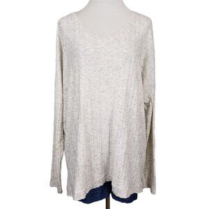 Time‎ and Tru Top Women's XXL Scop Neck Long Sleeve Ribbed Heathered Knit Shirt